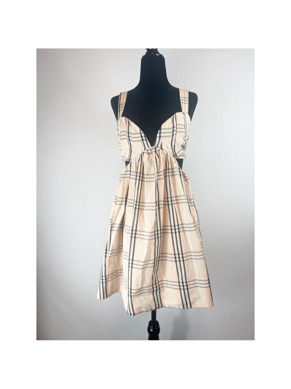 NWOT Free People $138 Plaid Cutout Mini Dress Size Small - Picture 5 of 7